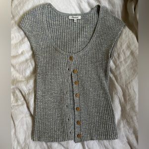 Madewell Women’s Sweater Tank Button-Down, Blue Grey